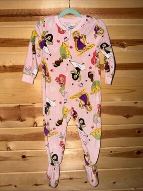 Disney Pink Princess Print Footed One-Piece Pajamas